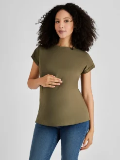 JoJo Maman Bébé Khaki Green Boyfriend Maternity Cotton T-Shirt