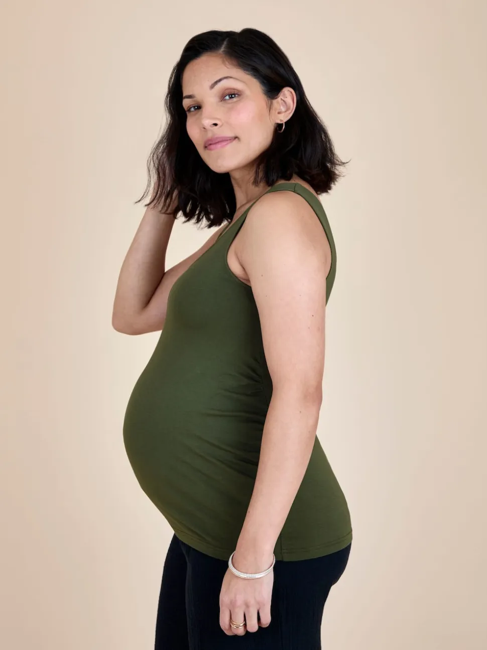 JoJo Maman Bébé Khaki Green 2-Pack Maternity Vest Tops