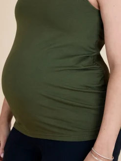 JoJo Maman Bébé Khaki Green 2-Pack Maternity Vest Tops