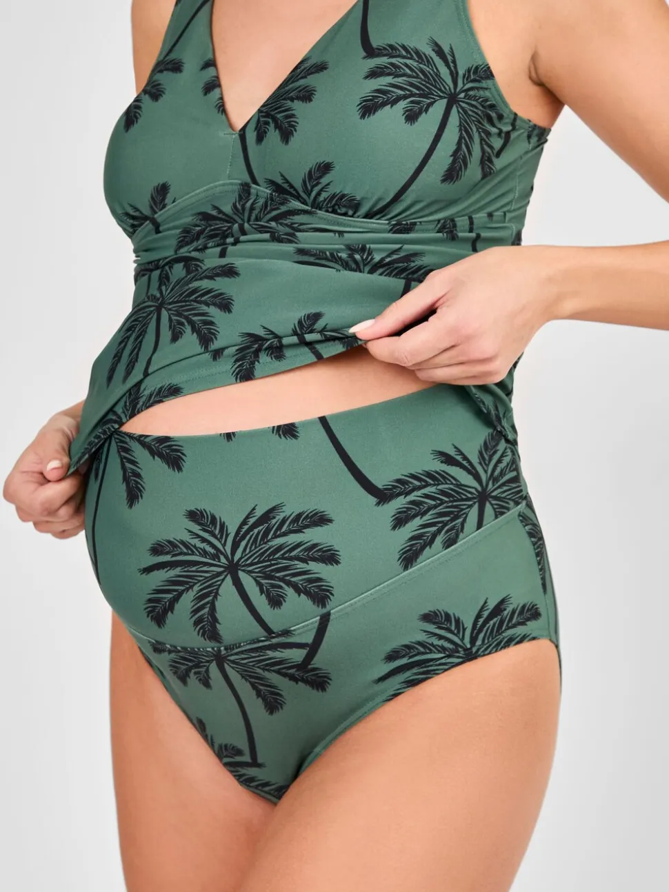 JoJo Maman Bébé Khaki Maternity Palm Print Tankini Set