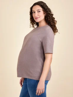 JoJo Maman Bébé Mocha Oversized Boyfriend Maternity T-Shirt