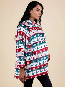 JoJo Maman Bébé Multi Christmas Fair Isle Blanket Hoodie