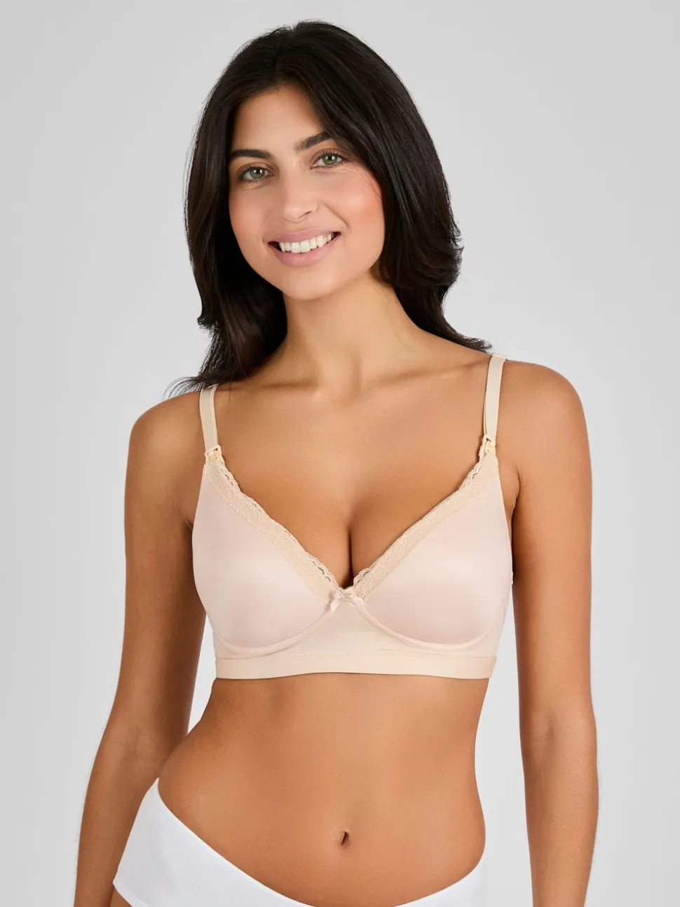 JoJo Maman Bébé Natural Nude Emma-Jane Lace Trim Nursing T-Shirt Bra
