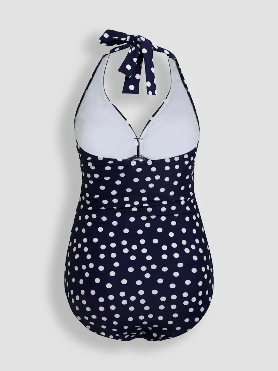 JoJo Maman Bébé Navy Blue & White Spot Sleeveless Tie Halterneck Maternity Swimsuit