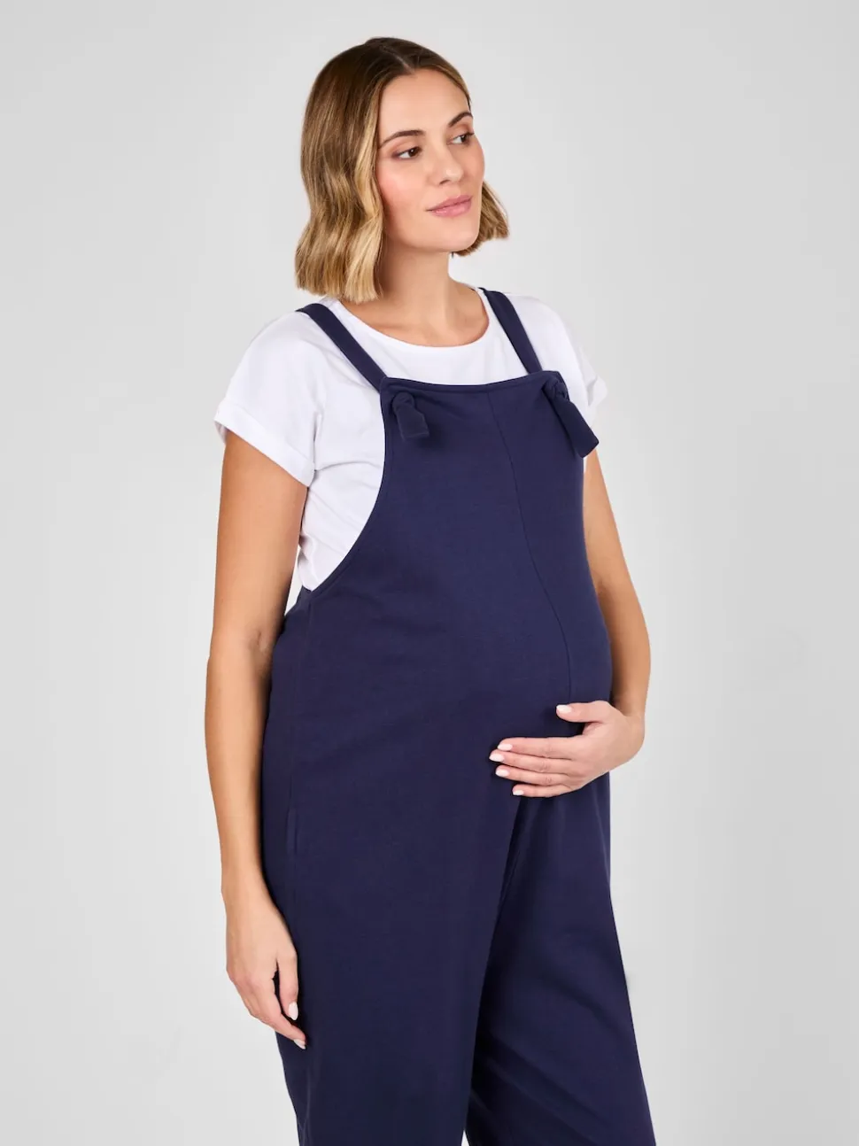 JoJo Maman Bébé Navy Jersey Maternity Dungarees