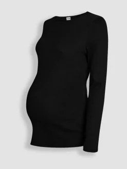 JoJo Maman Bébé Oatmeal Cream & Black 2-Pack Ribbed Maternity & Nursing Top