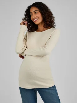 JoJo Maman Bébé Oatmeal Cream & Black 2-Pack Ribbed Maternity & Nursing Top