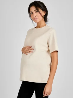 JoJo Maman Bébé Oatmeal Oversized Boyfriend Maternity T-Shirt