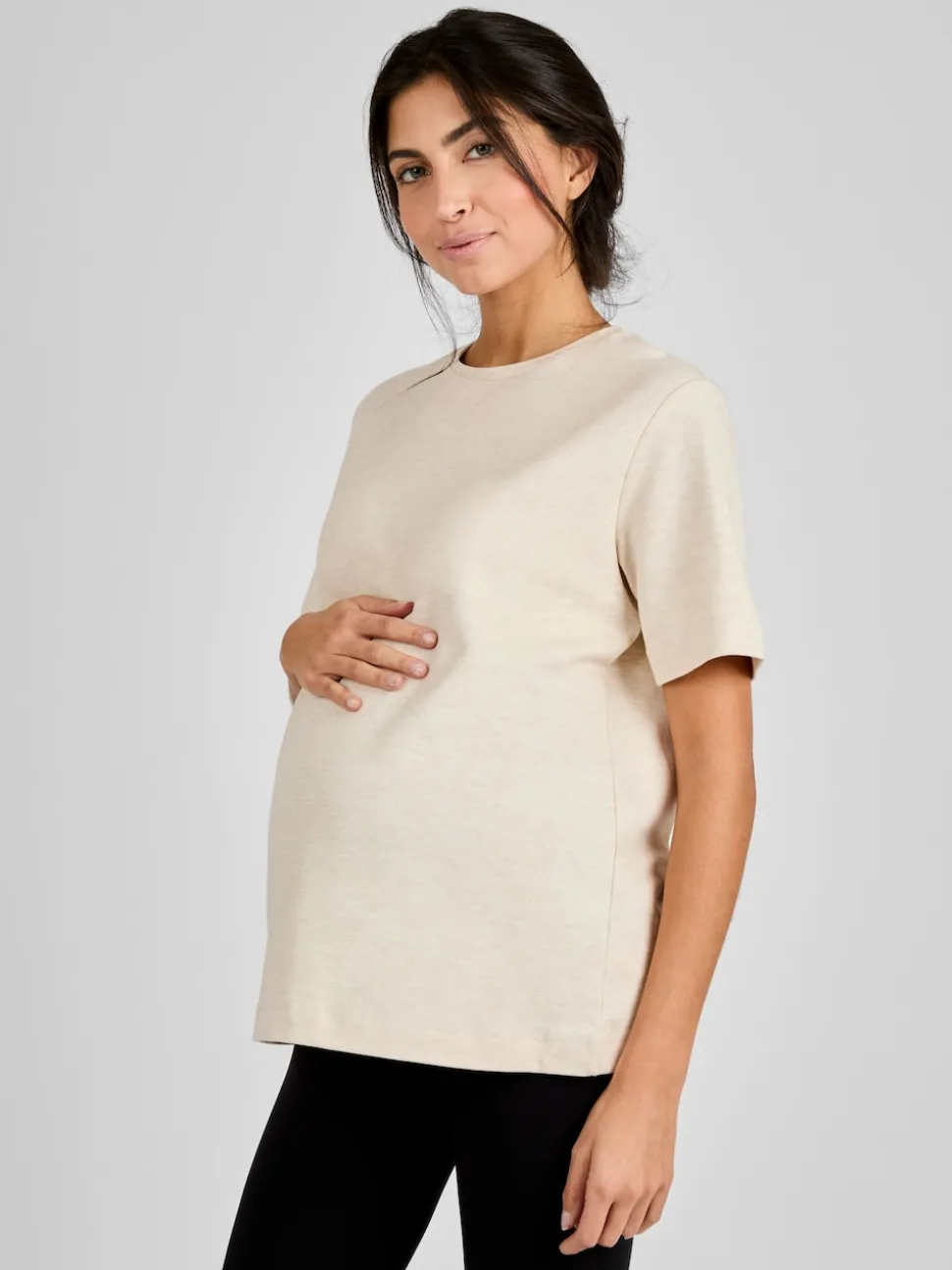 JoJo Maman Bébé Oatmeal Oversized Boyfriend Maternity T-Shirt