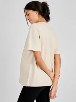 JoJo Maman Bébé Oatmeal Oversized Boyfriend Maternity T-Shirt