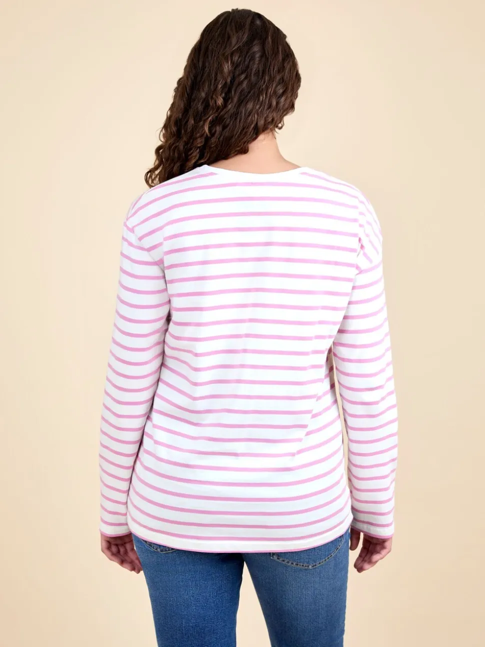 JoJo Maman Bébé Pink Stripe Long Sleeve Boyfriend Maternity T-Shirt