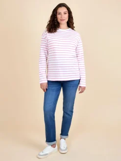 JoJo Maman Bébé Pink Stripe Long Sleeve Boyfriend Maternity T-Shirt