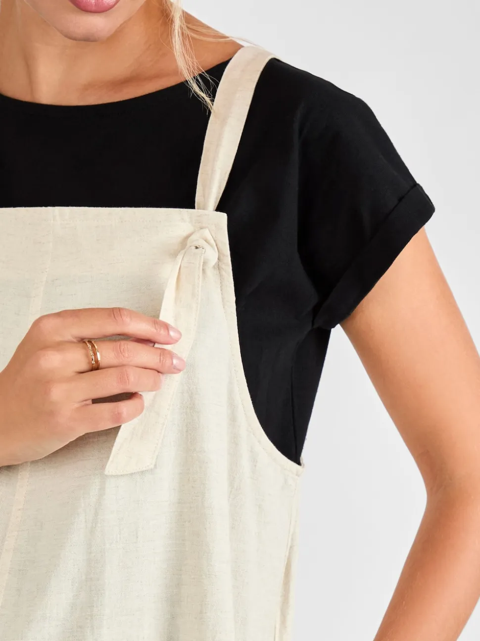 JoJo Maman Bébé Stone Wide Leg Maternity Linen Dungaree