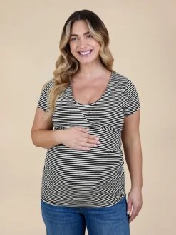 JoJo Maman Bébé True Black 2-Pack Maternity And Nursing T-Shirts