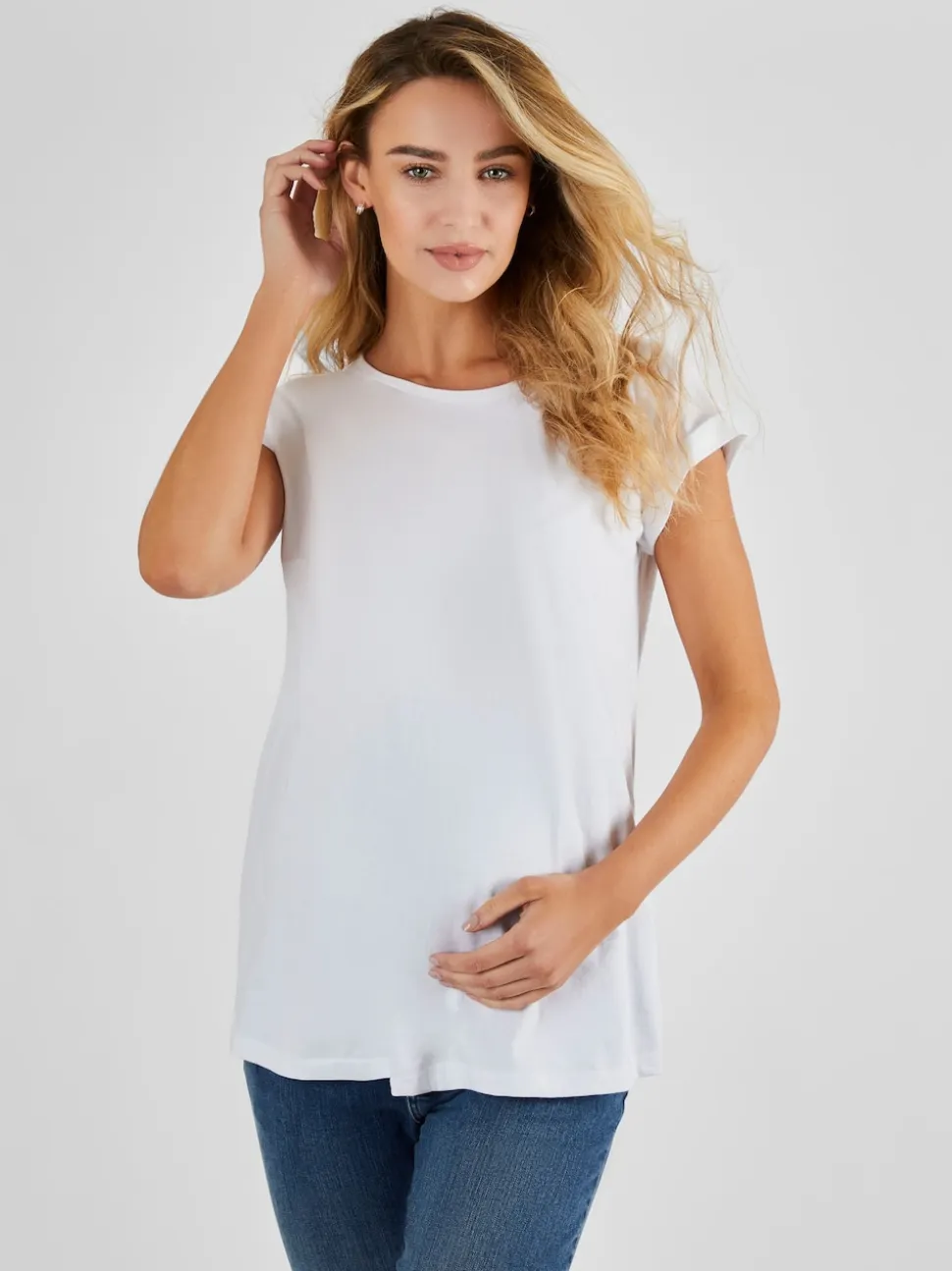 JoJo Maman Bébé White Boyfriend Maternity Cotton T-Shirt