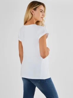 JoJo Maman Bébé White Boyfriend Maternity Cotton T-Shirt