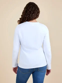 JoJo Maman Bébé White Long Sleeve Boyfriend Maternity T-Shirt