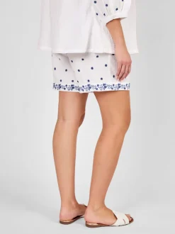 JoJo Maman Bébé White Maternity Embroidered Shorts
