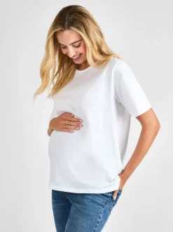 JoJo Maman Bébé White Oversized Boyfriend Maternity T-Shirt