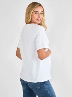 JoJo Maman Bébé White Oversized Boyfriend Maternity T-Shirt
