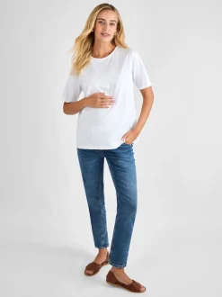 JoJo Maman Bébé White Oversized Boyfriend Maternity T-Shirt