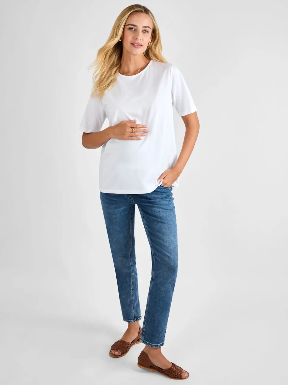 JoJo Maman Bébé White Oversized Boyfriend Maternity T-Shirt