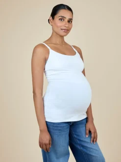 JoJo Maman Bébé White 2-Pack Maternity & Nursing Vest Tops