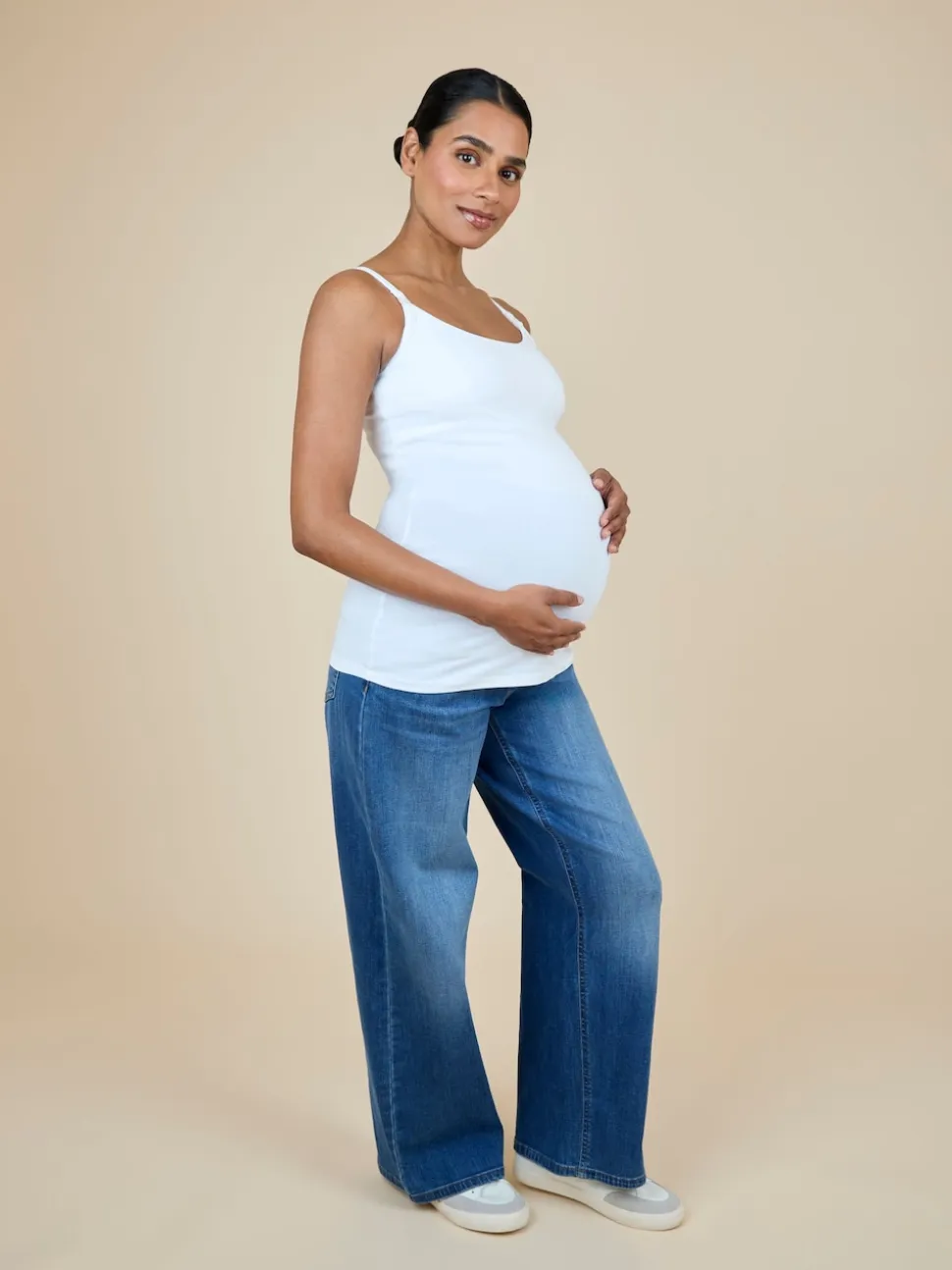 JoJo Maman Bébé White 2-Pack Maternity & Nursing Vest Tops