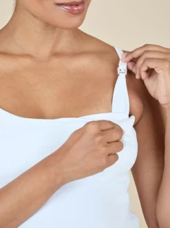 JoJo Maman Bébé White 2-Pack Maternity & Nursing Vest Tops