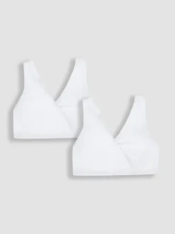JoJo Maman Bébé White 2-Pack Maternity & Nursing Sleep Bras