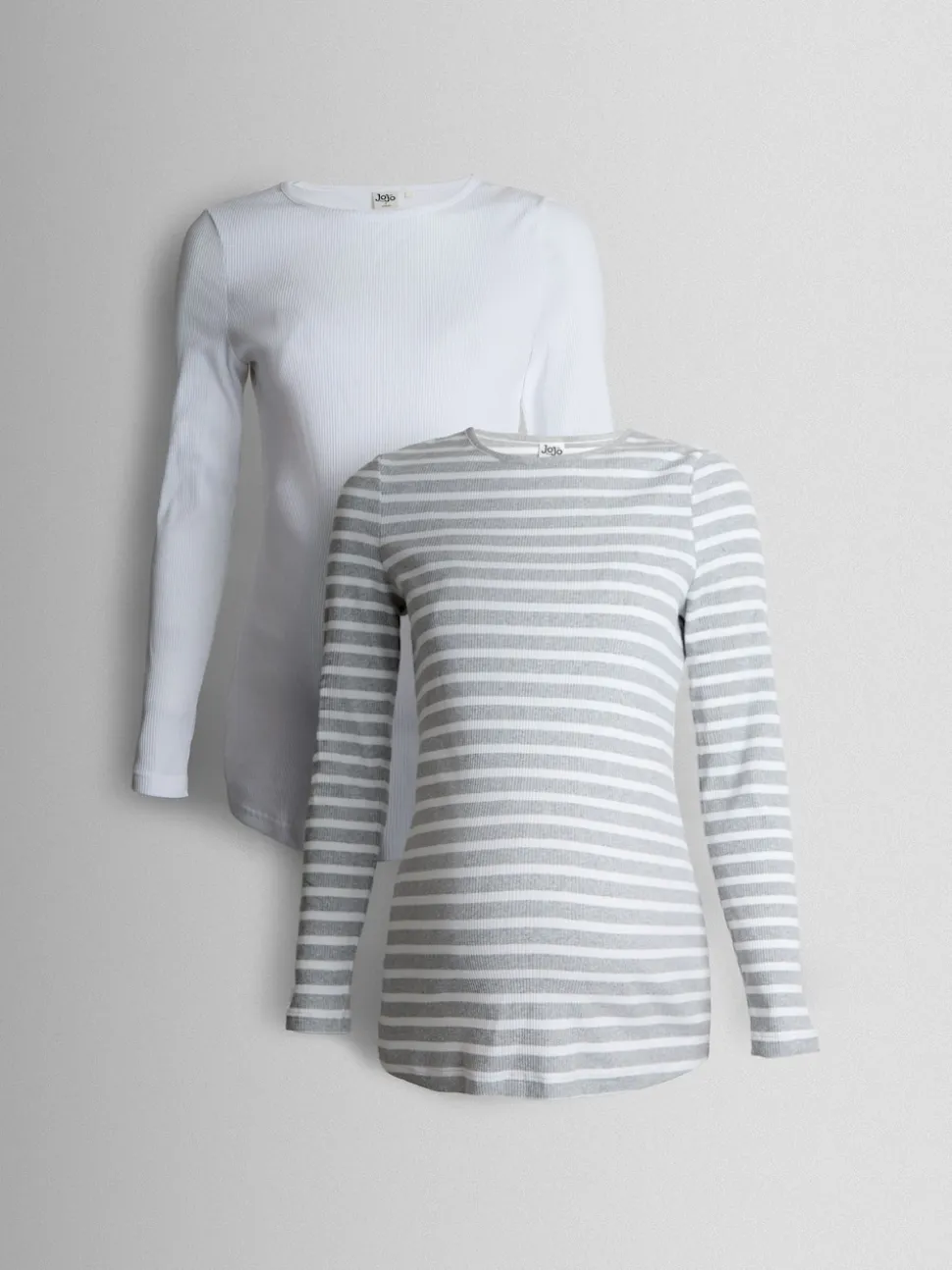JoJo Maman Bébé White 2-Pack Ribbed Maternity & Nursing Top