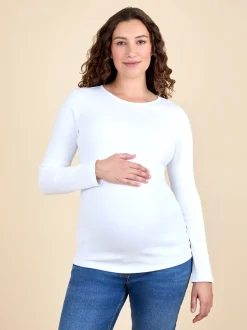 JoJo Maman Bébé White 2-Pack Ribbed Maternity & Nursing Top