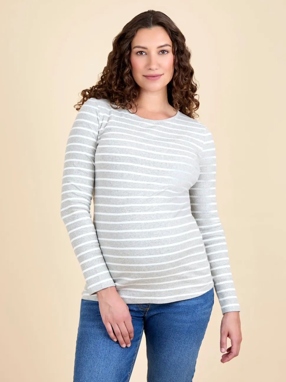 JoJo Maman Bébé White 2-Pack Ribbed Maternity & Nursing Top
