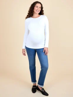 JoJo Maman Bébé White 2-Pack Ribbed Maternity & Nursing Top