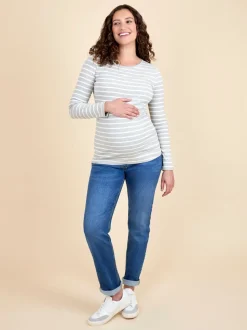 JoJo Maman Bébé White 2-Pack Ribbed Maternity & Nursing Top