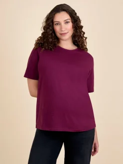 JoJo Maman Bébé Wine Oversized Boyfriend Maternity T-Shirt