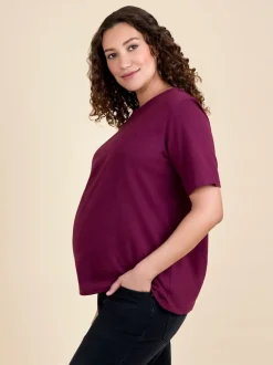 JoJo Maman Bébé Wine Oversized Boyfriend Maternity T-Shirt