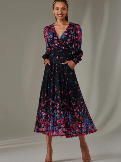 Jolie Moi Pink Dalia Symmetrical Print Lace Maxi Dress