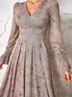 Jolie Moi Purple Long Sleeve Mesh Maxi Dress