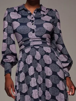 Jolie Moi Purple Long Sleeve Pleated Jersey Maxi Dress