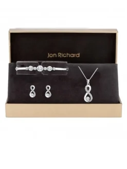 Jon Richard Silver Tone Crystal Infinity Jewellery Set in a Gift Box