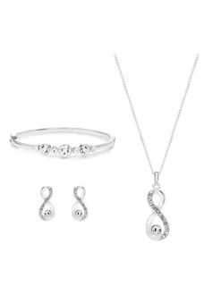 Jon Richard Silver Tone Crystal Infinity Jewellery Set in a Gift Box
