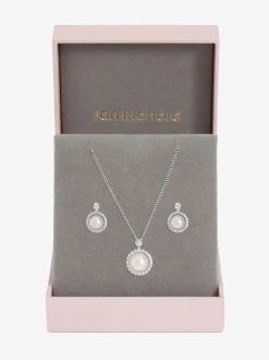 Jon Richard Silver/Gold Plated and Cubic Zirconia Pearl Halo Box Set Gift Box