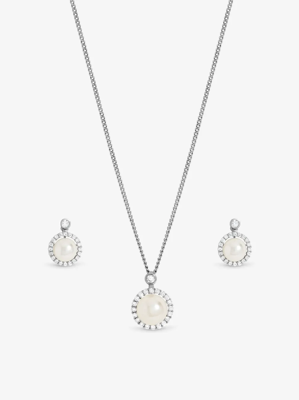 Jon Richard Silver/Gold Plated and Cubic Zirconia Pearl Halo Box Set Gift Box