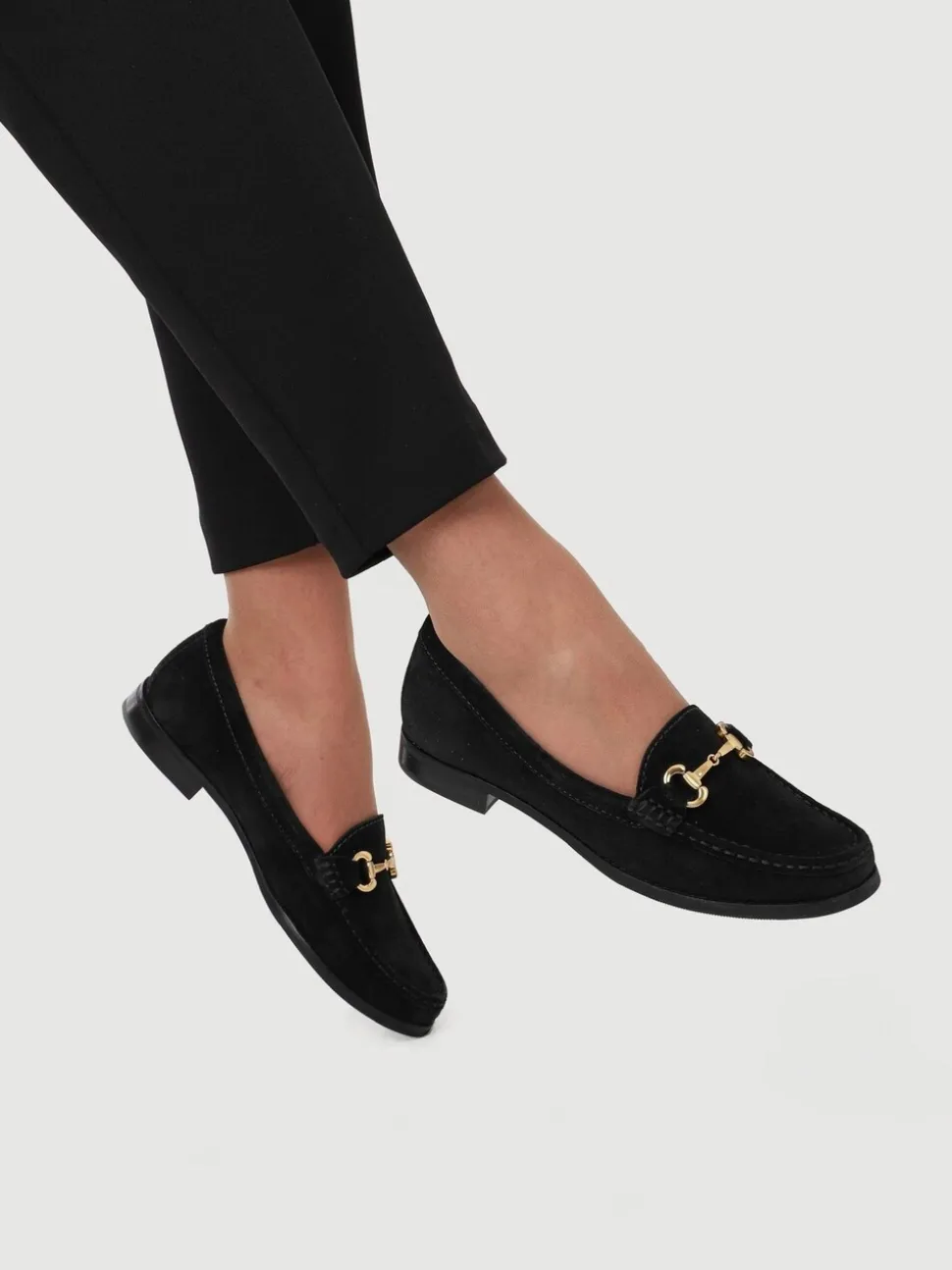 Jones Bootmaker Black Wide Fit Lex Suede Leather Loafers