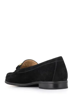 Jones Bootmaker Black Wide Fit Lex Suede Leather Loafers
