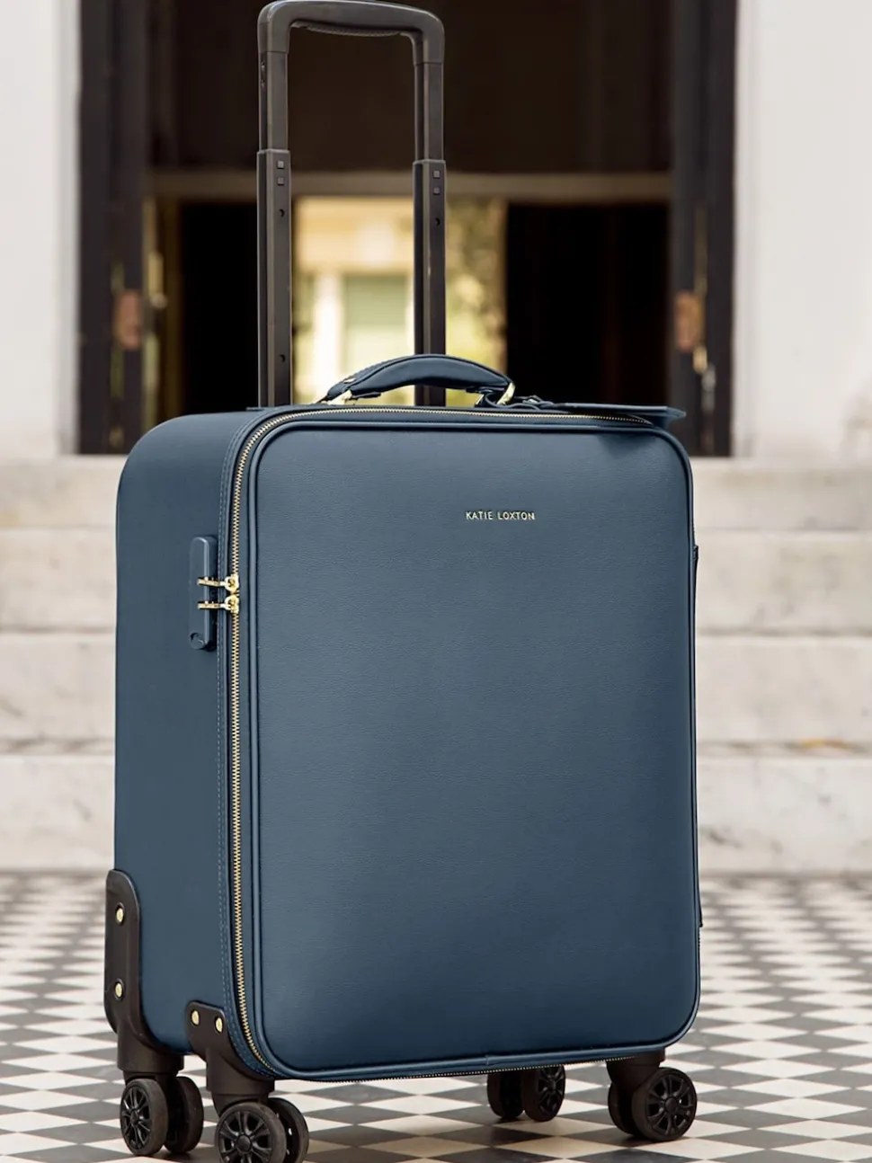Katie Loxton Blue Oxford Cabin Suitcase