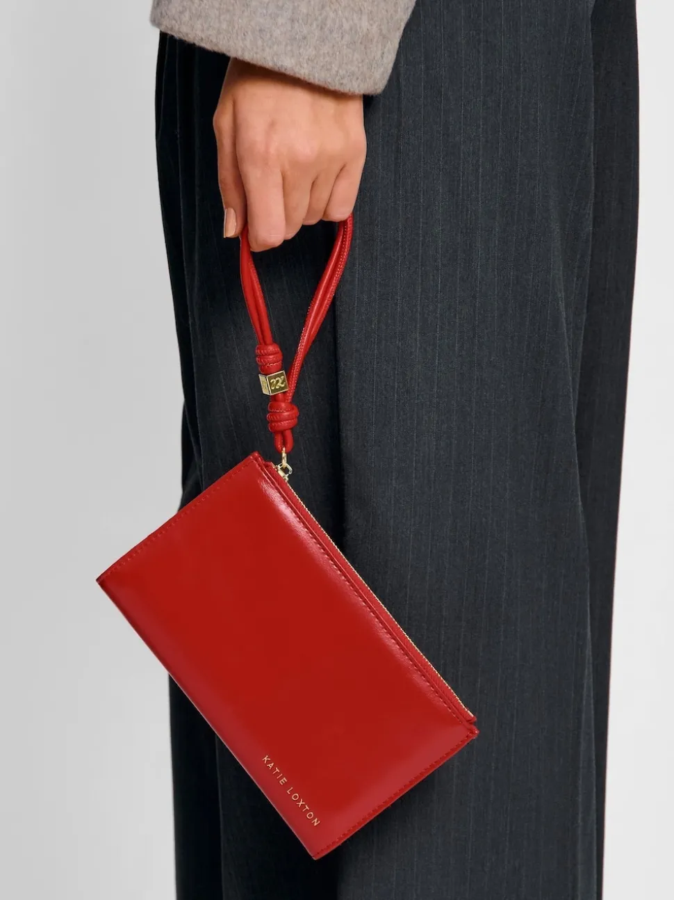 Katie Loxton Red Large Arden Braided Wristlet Purse