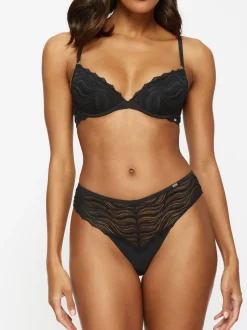 KBX Black High Waist Lola Lace Brazilian Knickers