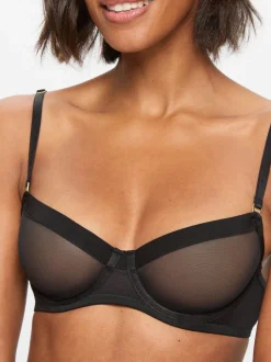 KBX Black Non Pad Balcony Zadie Mesh Crop Bralette